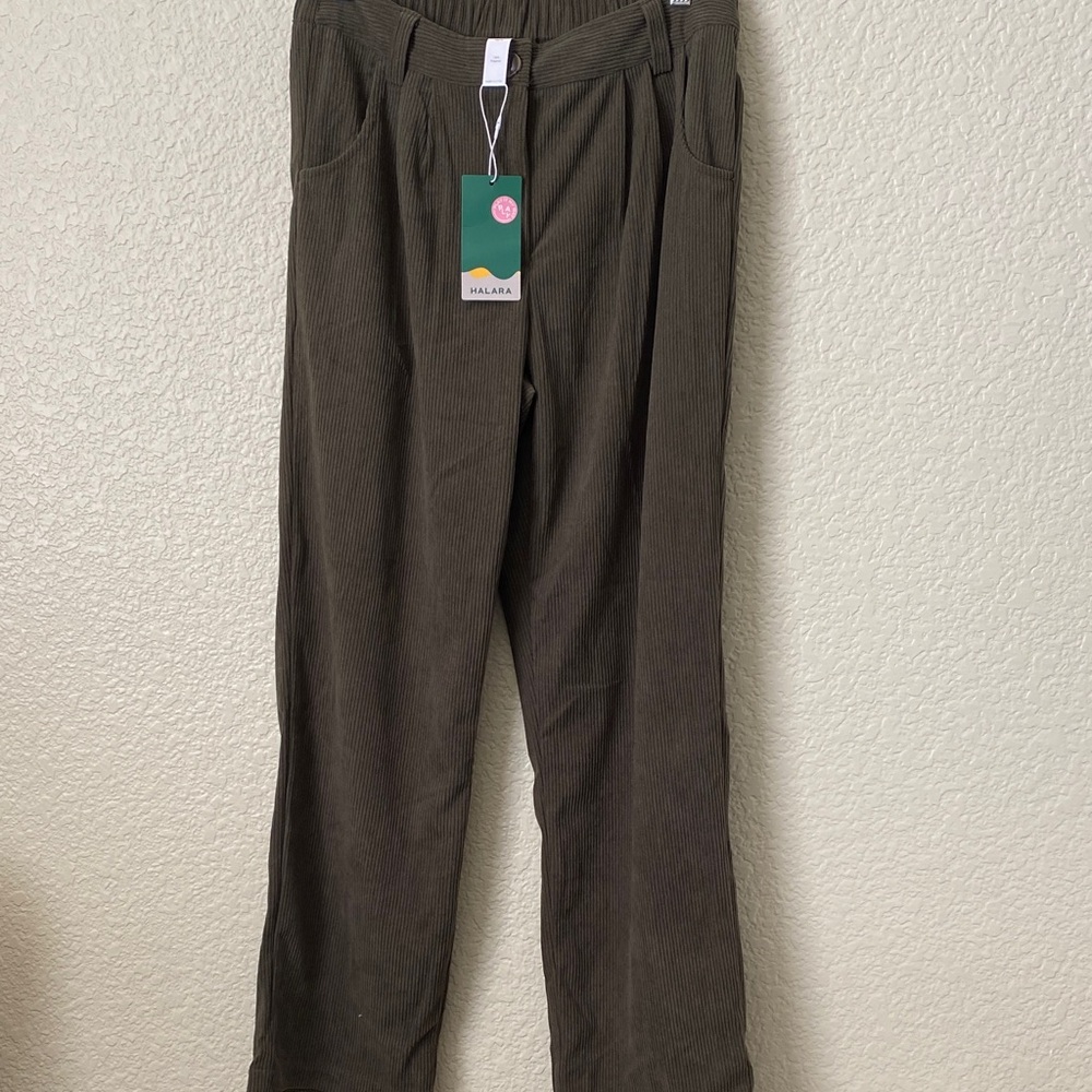 HALARA Women's Olive corduroy Straight Leg Pants